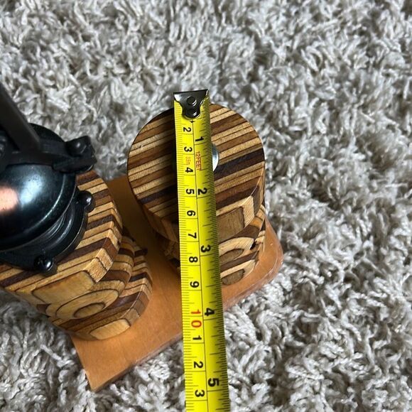 ANTIQUE STYLE Handmade Wood Brass Salt OR Peppermill and Salt Shaker Beautiful s - Picture 9 of 12